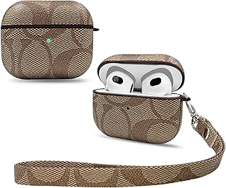 Case for AirPods 3 Case Cover,6 in 1 AirPods 3rd Generation Case Fashion Luxury PU Shockproof Protective Cover Accessories Set for Apple AirPod 3rd Generation 2021 Charging Case with Keychain(Brown)