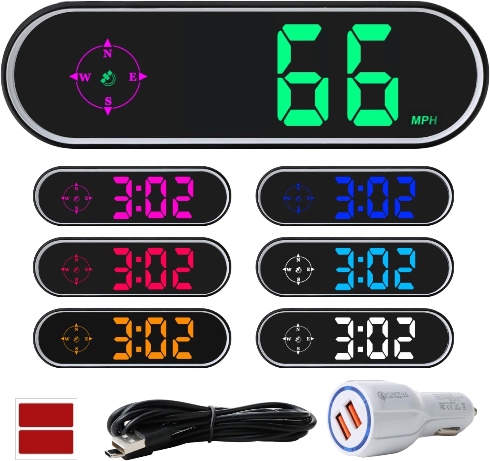 GPS Digital Speedometer for Car MPH, Universal HUD Speed Meter with LED Large Font & USB Cable, Plug and Play for Truck Motor SUV Golf Cart All Vehicles (Contain Car Charger Adapter)