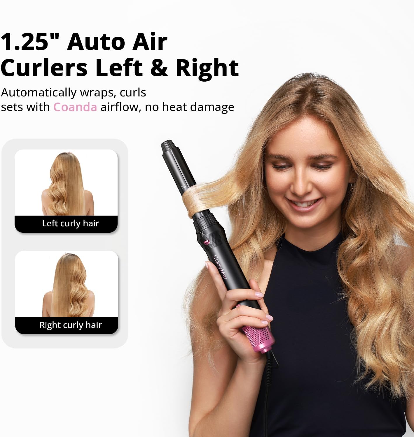 Air Styling & Drying System, Powerful Hair Dryer Brush & Multi-Styler with Auto-Wrap Curlers, Curling Wand, Paddle Brush, Oval Brush, Diffuser with Travel Bag, Ideal for Gift (Rose Pink) image 4 of 9 B0F4KMM43N