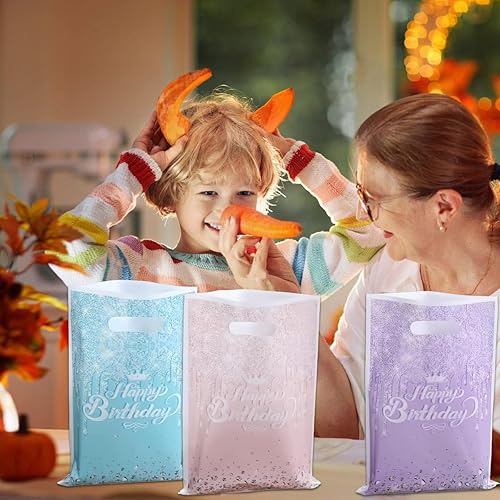 Miniatura 4 de Paquete de 30 bonitas bolsas de regalo para fiesta, 10 unidades, color verde azulado, 10 unidades, rosa, 10 bolsas de dulces de mampostería moradas