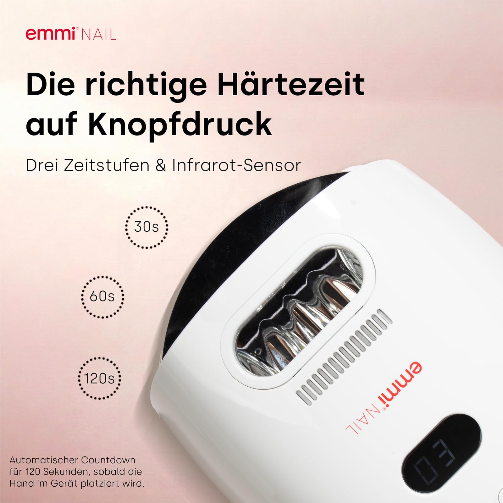 Emmi Nail Power 48 UV/LED-Lichthärtungsgerät I UV Lampe für Gelnägel mit eingebautem Akku I Nagellampe mit Startsensor, LED-Anzeige & 3 Timer-Einstellungen