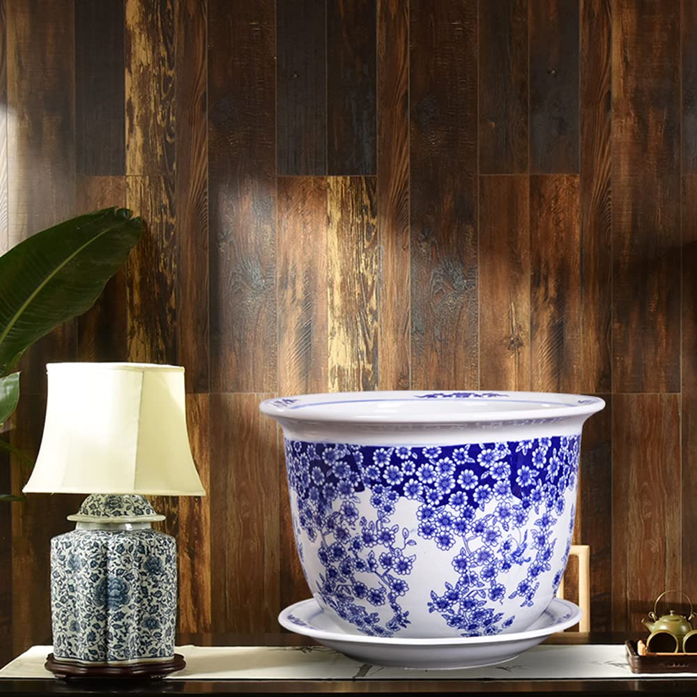Ręcznie malowana niebieska i biała porcelanowa doniczka na rośliny, doniczka, ceramiczna doniczka na sukulenty, orientalna doniczka na rośliny, biała ceramiczna doniczka na rośliny doniczkowe
