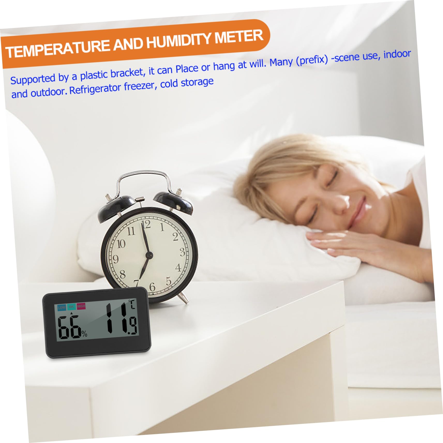 Amosfun 3 Piezas Termómetro Mini Congelador Herramienta De Medición De Temperatura Para Nevera Congelador Inalámbrico Mini Nevera Higrómetro De Escritorio Nevera Digital Abdominales Black