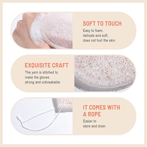 Miniatura 5 de BS-MALL Esponjas faciales de cáscara de nuez, esponjas para limpiar la cara, elimina la suciedad profunda y la almohadilla removedor de maquillaje