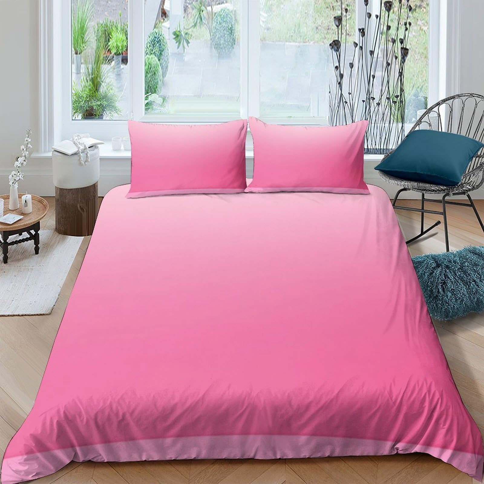 Ctjqhvkz Style-6 3D Printed Pink Ombre Fitted Sheet Microfiber Soft Gradient Blossom Bed Cover For Bedroom Guest Room Mattress Decor Single（135X200cm）