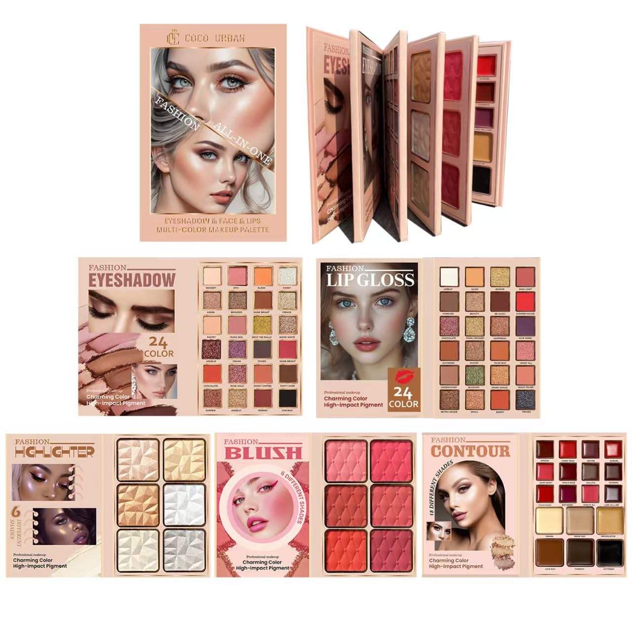 Katiluxiya All In One Makeup Gift Kit, Ultimate Color Combination, 48 Eyeshadow, 12 Lip Gloss, 6 Blusher, 6 Concealer