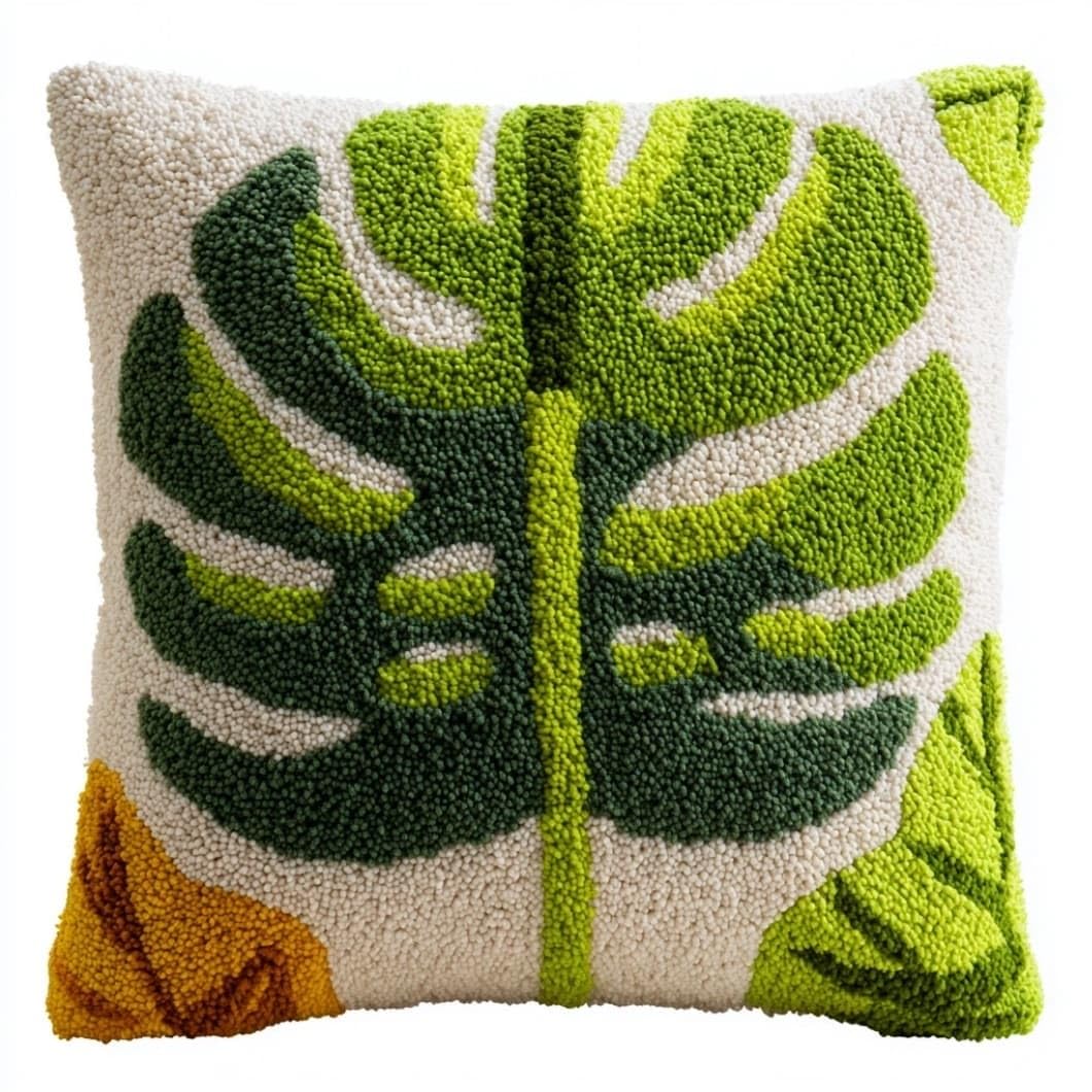 Taxpy DIY Latch Hook Pillow Kit,Leaf 43 X 43 Cm