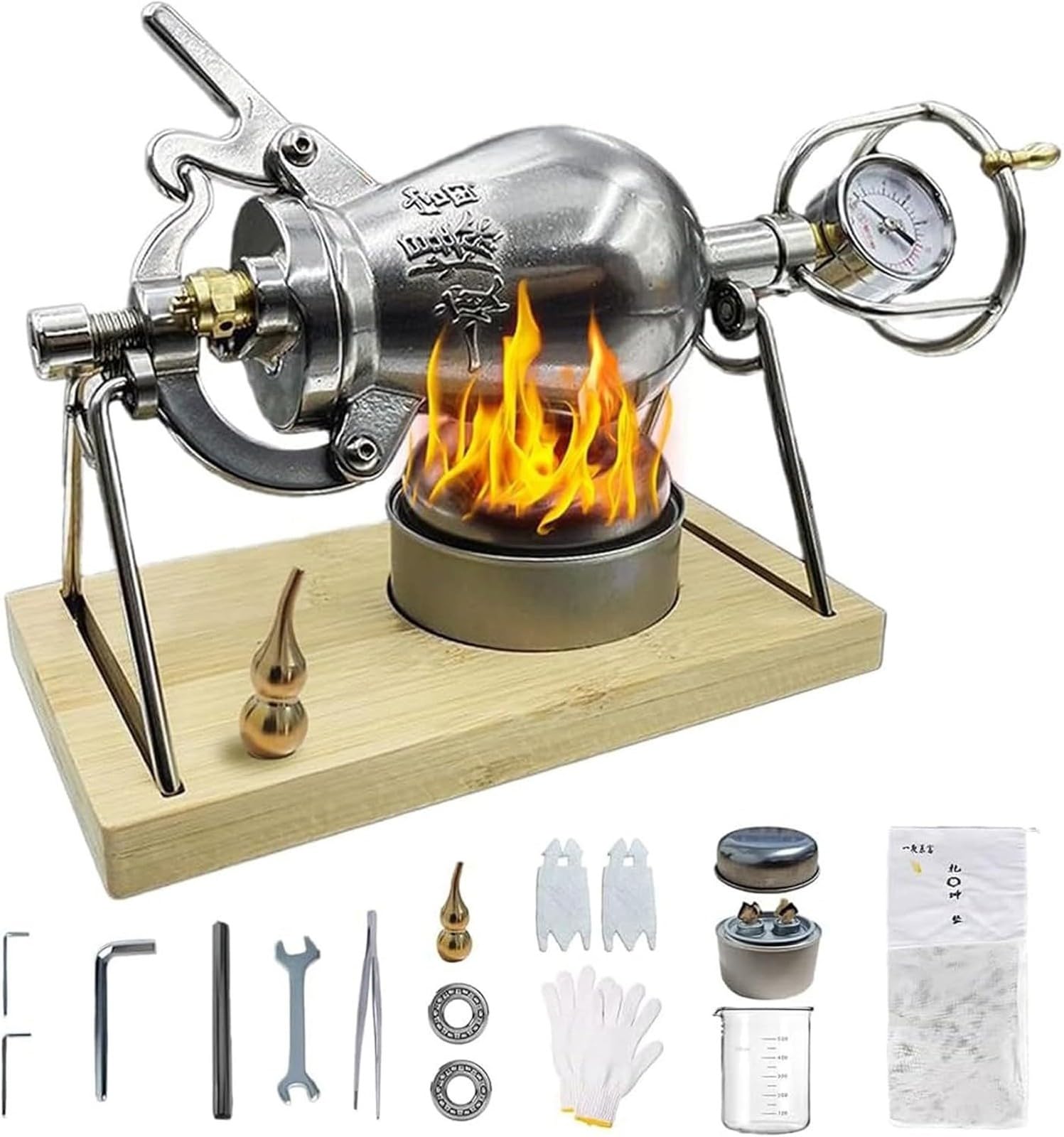 Macchina per Popcorn ad Alta Pressione, Cuociriso Soffiato ad Aria Calda, Cannone per Popcorn Manuale In Acciaio Inossidabile, Piccolo Popper per Popcorn da Fornello Vecchio Stile(338ml)