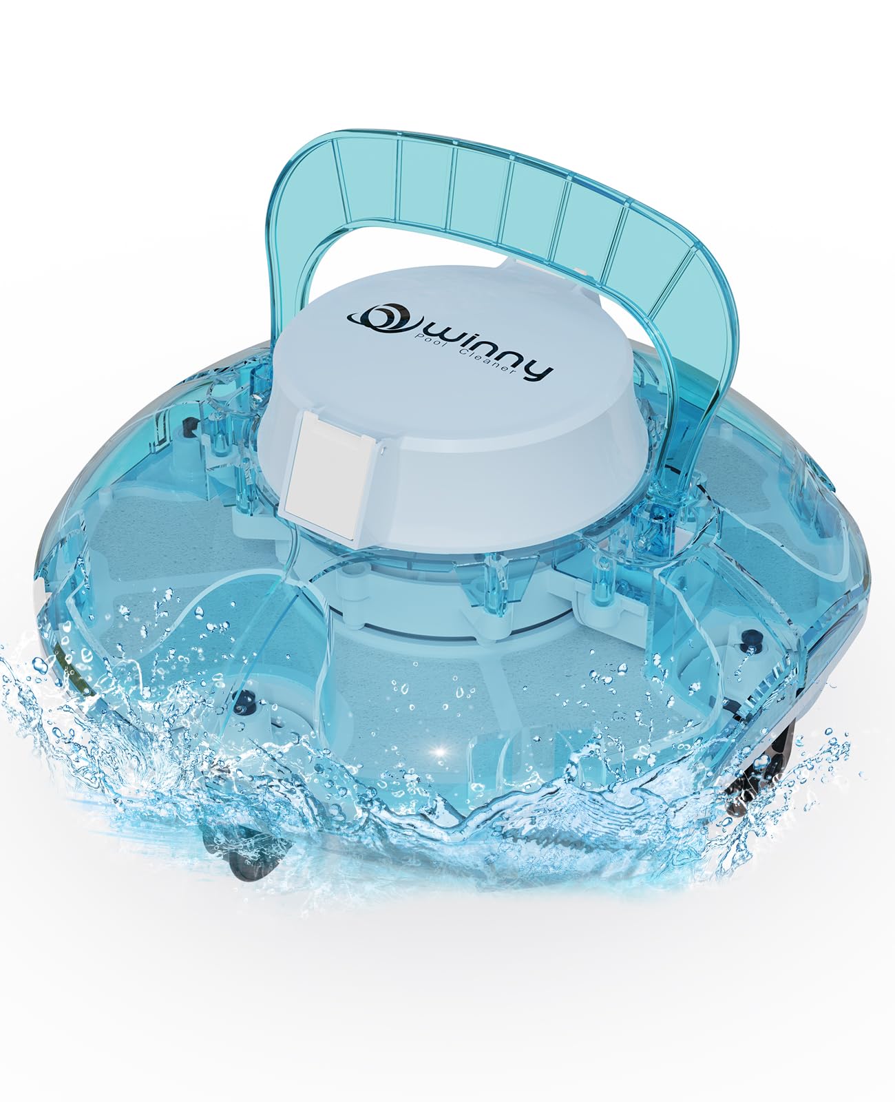 WINNY POOL CLEANER Winny 200 Limpiafondos Piscina, Inalámbrico Robot Limpiafondos Piscina, 75Min Autonomía, Piscinas Desmontables 60m², Doble Filtración,Estacionamiento Auto(Azul Marino-Blanco)