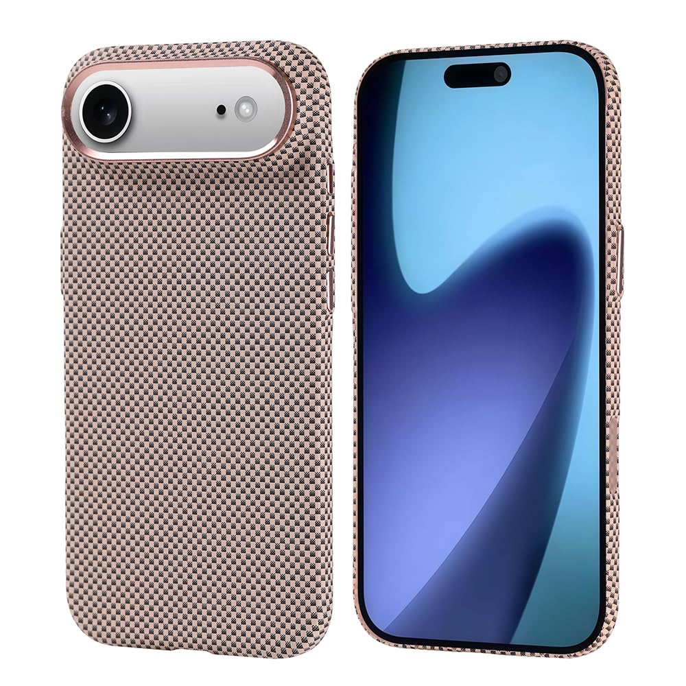 Zore Apple ile uyumlu iPhone 17 Air Kılıf M-safe Şarj Özellikli Karbon Fiber Görünümlü Zore Nekst Kapak Gold