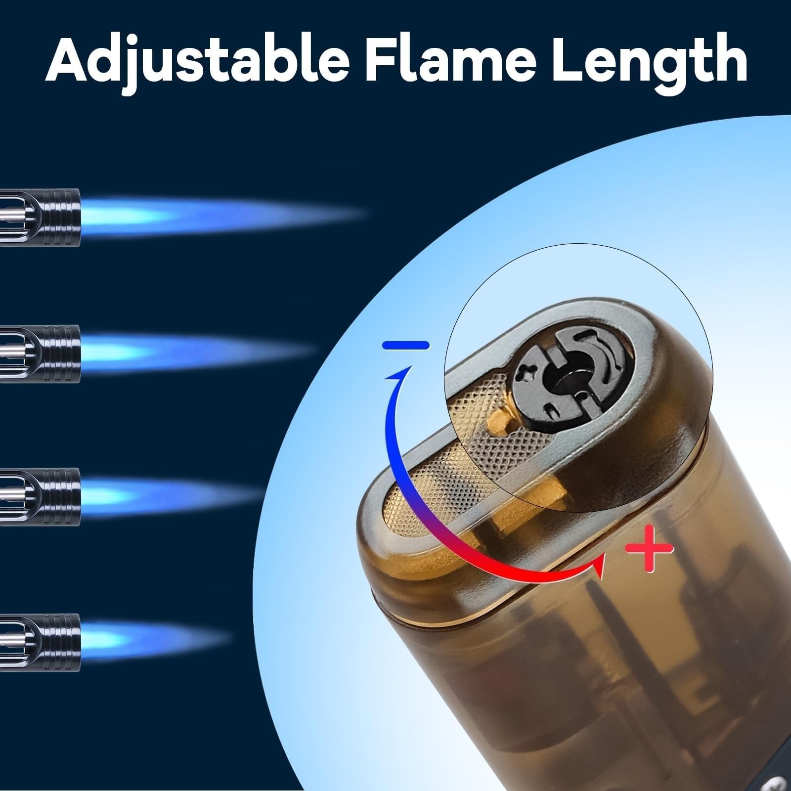 Lot de 5 briquets coupe-vent avec fenêtre de visualisation du carburant transparente, briquets butane portables réglables pour le camping et les bougies (carburant non inclus)
