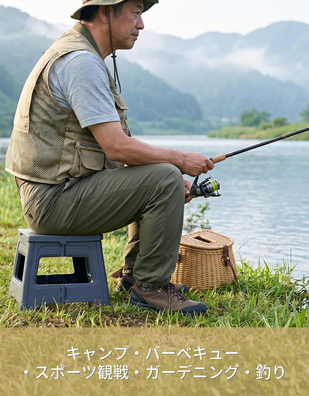 【GRYVOXAL】折りたたみ椅子 コンパクト収納 踏み台 ステップ シャワー室 キッチン トイレ アウトドア持ち出し キャンプ 軽い 軽量 スツール 耐荷重100KG お子様サイズ対応 グレー Mサイズ