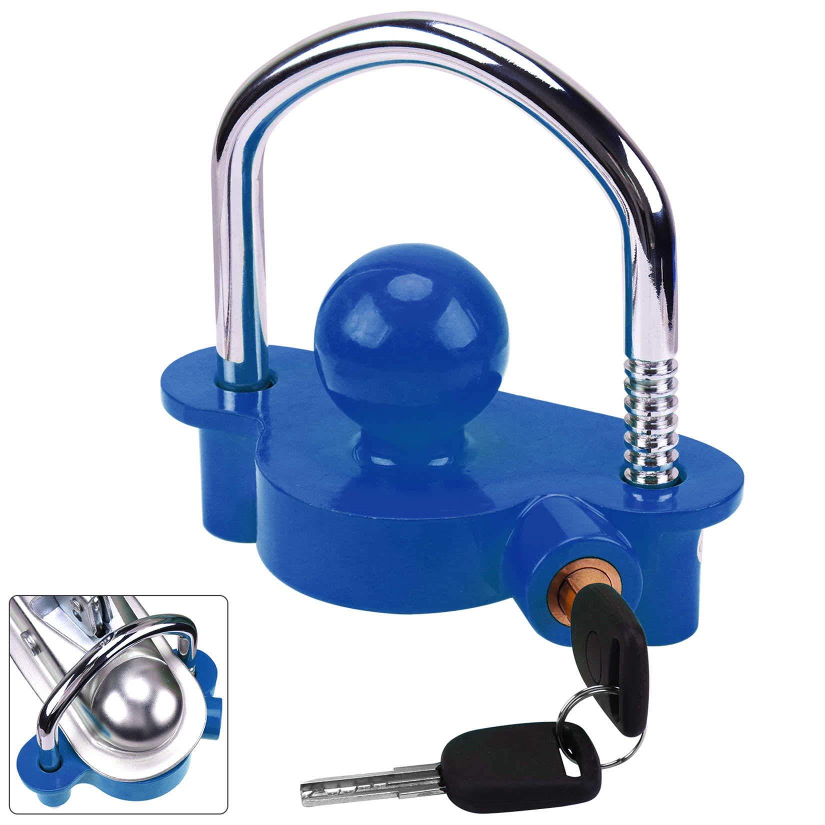 Turnart Anhängerschloss, Premium-Diebstahlsicherung, für 50mm, 2", 1-7/8" Und 2-5/16" Koppler, 2 Schlüsseln (Blau)