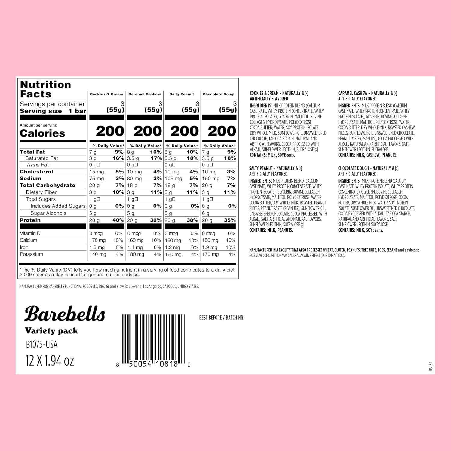 Barebells Classics Protein Bars Variety Pack, 12 Bars, 20g Protein — Amazon image 2