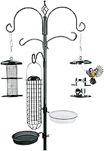 Premium Quality Outdoor Bird Feeder Station - Black, Green Spray-Coated Metal - Complete Kit with Feeding Column (235 cm).