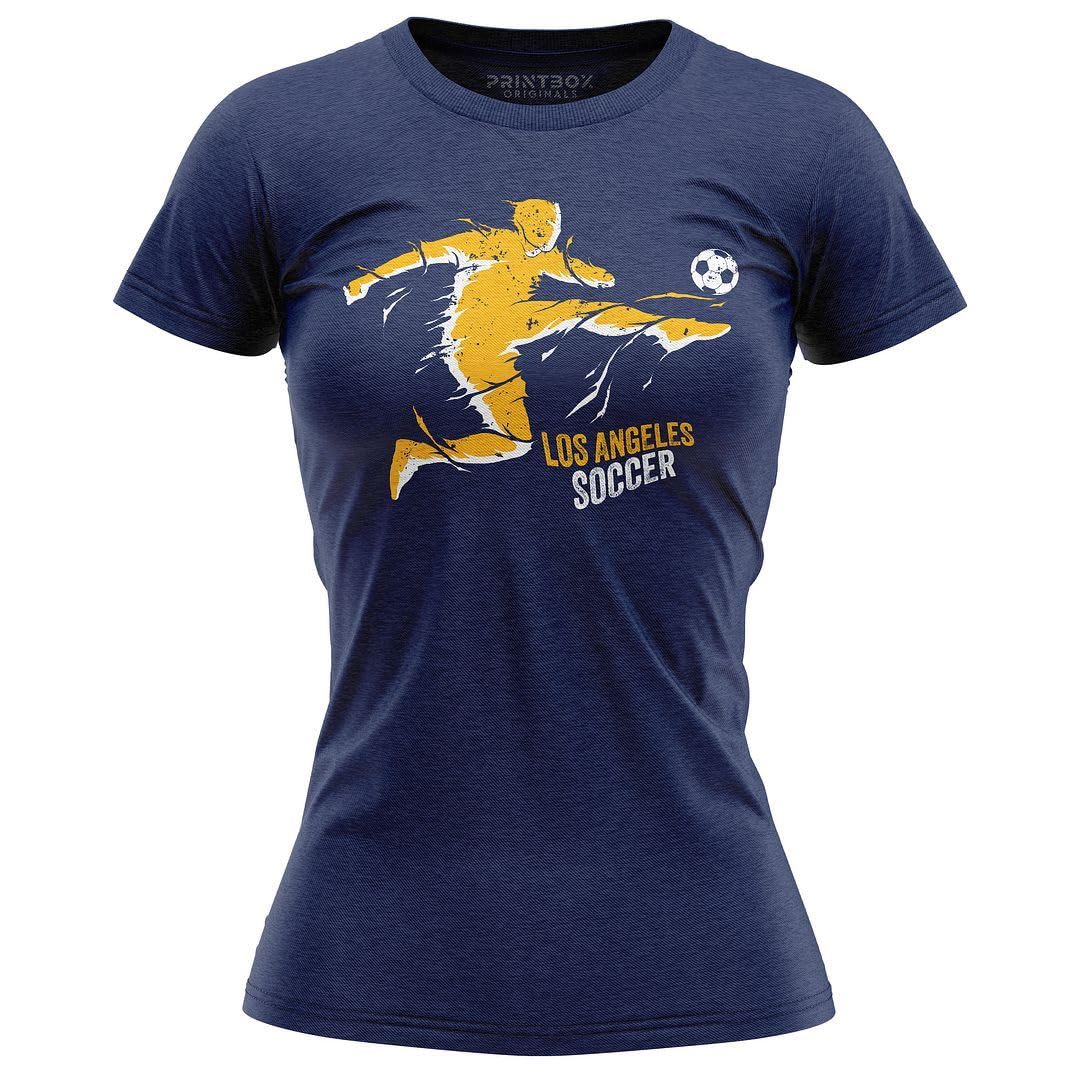 Printbox Originals Los Angeles Soccer Jersey for Women, LA Football Tshirt, Practice Apparel Navy Blue