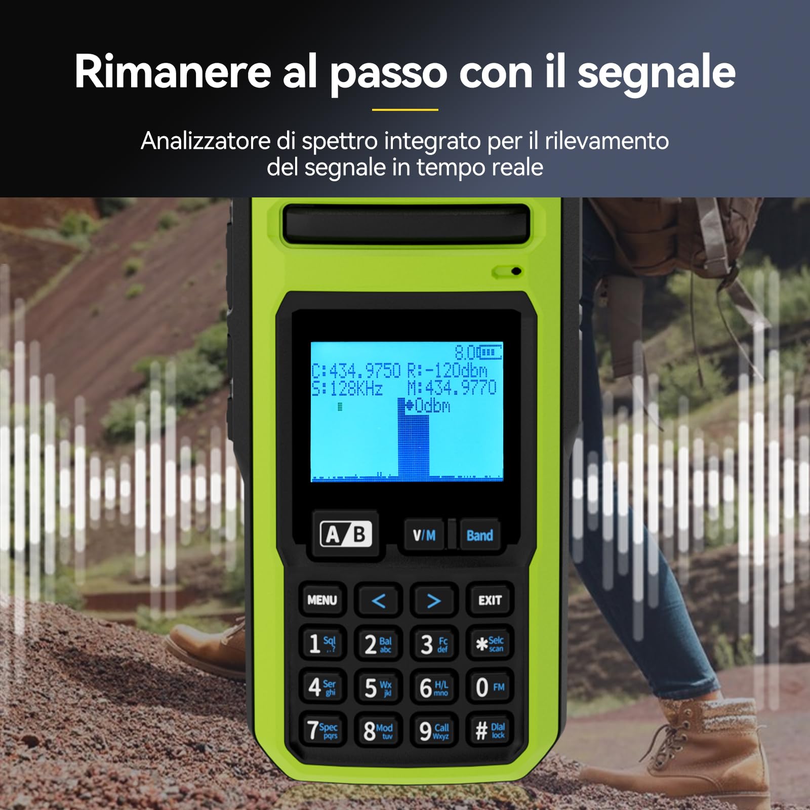 Retevis A3 Radio Bidirezionale, Radio Amatoriale Quad-Band, Modalità AM/SSB/FM/AIR, Doppio Canale, 2500mAh, Walkie Talkie con Potenza Regolabile per Caccia, Viaggiatore (1 Pezzo)