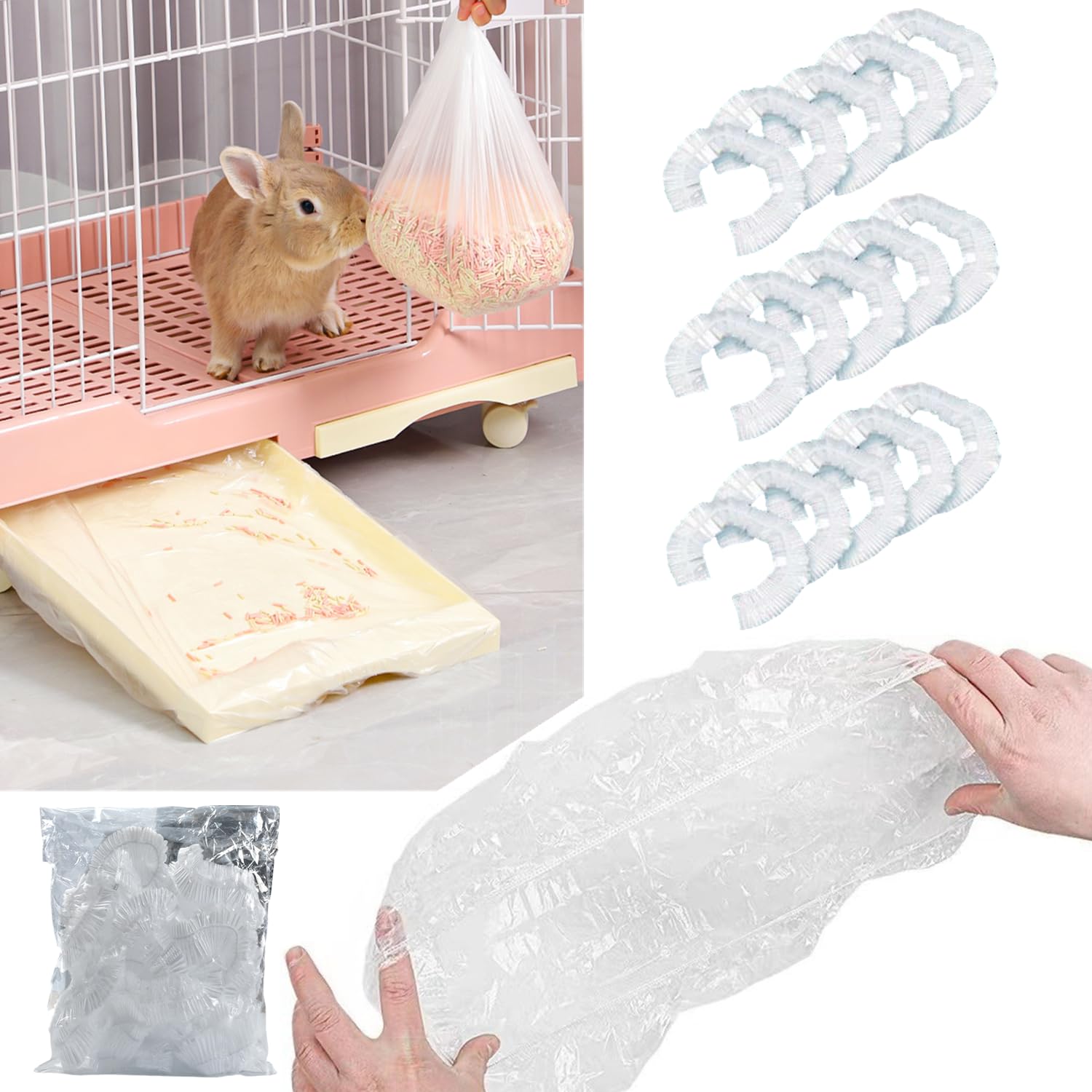 50 Pezzi Fodere per Lettiera Monouso per Piccoli Animali Pellicola di Plastica per Gabbie Conigli Fodere per Gabbie per Coniglio Pellicola per Toilet per Porcellini d'India Cincillà Ricci, 90x60 cm
