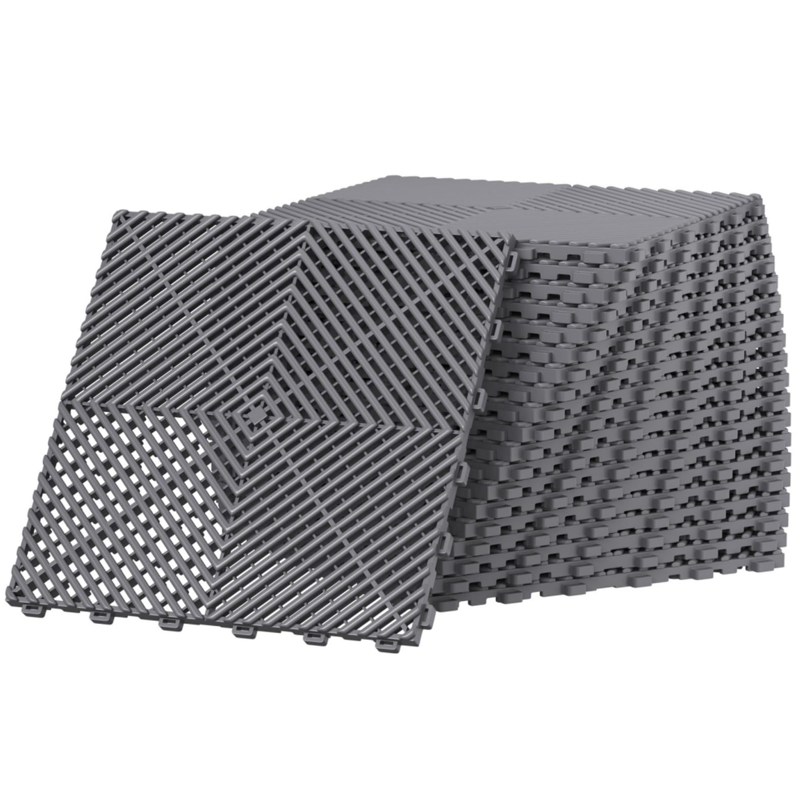 Lot de 20 dalles de sol en polypropylène 40 x 40 cm - Tapis de sol de garage emboîtables - Tapis de drainage pour garage, intérieur extérieur, piscine, capacité de charge : 3200 kg (3,2 m²)