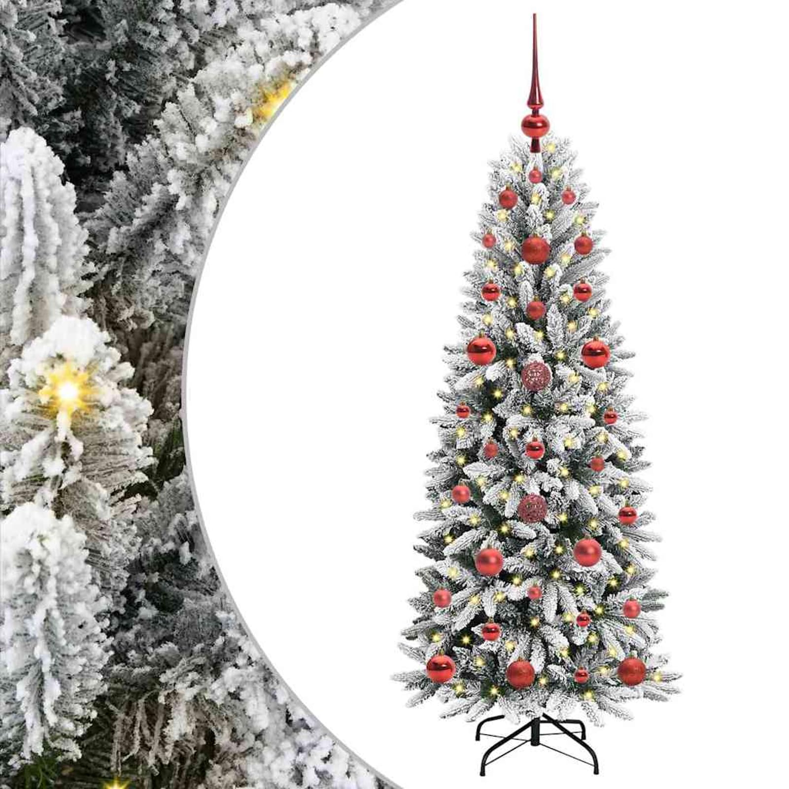Gecheer Albero di Natale artificiale Bianco, design funzionale con luci LED calde, 53 x 53 x 120 cm, PVC alta qualità, look realistico per decorazioni festive e atmosfera accogliente
