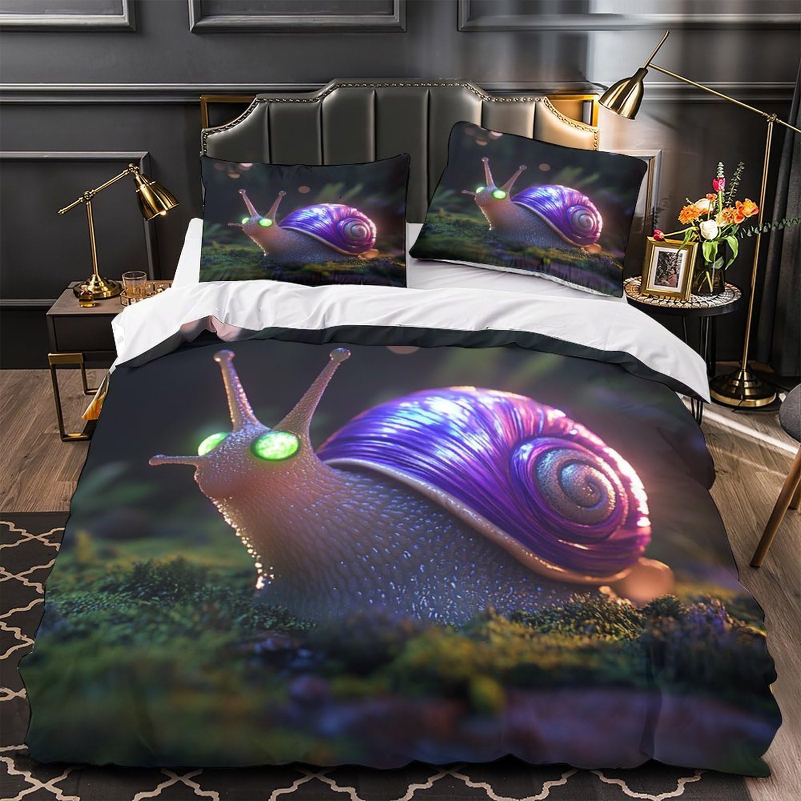 lumaca di fantasia Impressione 3D 3 pz cover piumone stile di arte digitale coperteletto microfibra ipoallergenica antiacari per bambini adolescenti ragazze Super king（260x220cm）
