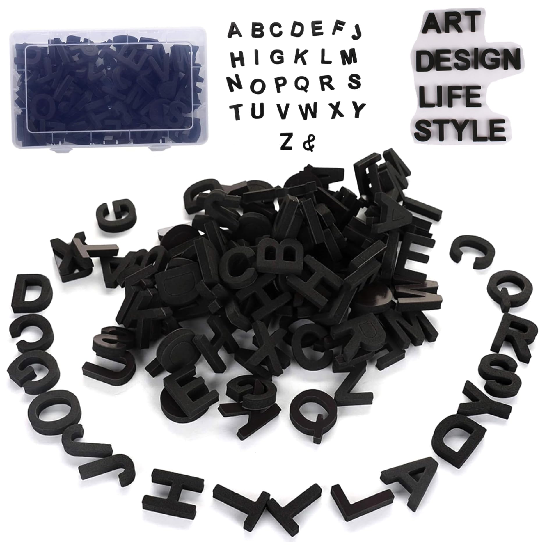 Monetais 124Pcs Magnetic Letters, Uppercase Alphabet Magnets for Refrigerator, Educational Tools Magnetic Alphabet Letters for Preschool Kids Spelling and Learning, Black