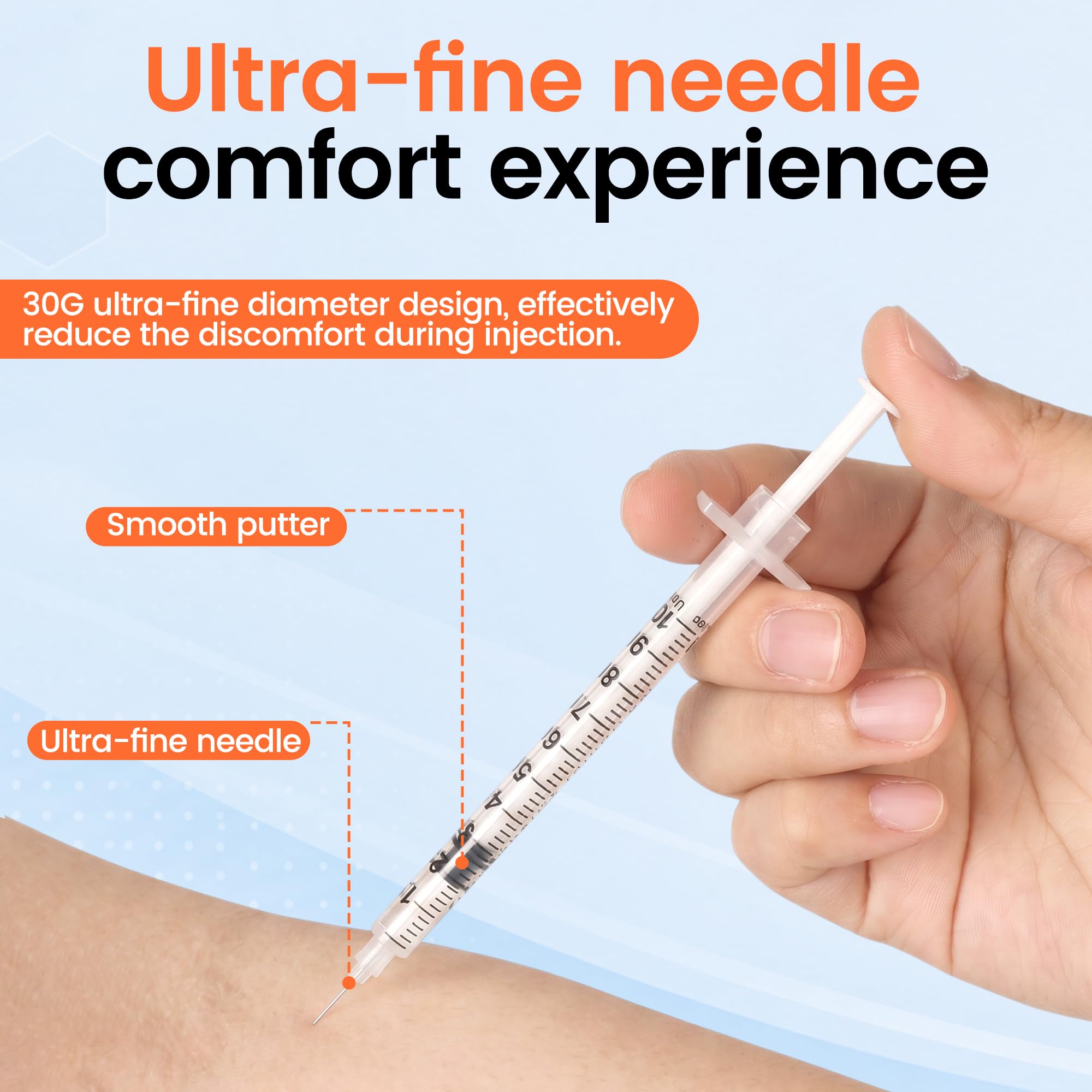 30 Pack U-100 1ml 30G 5/16" (8mm) Disposable Syringe with Needle, Individually Wrapped Lab Supplies — Amazon image 4