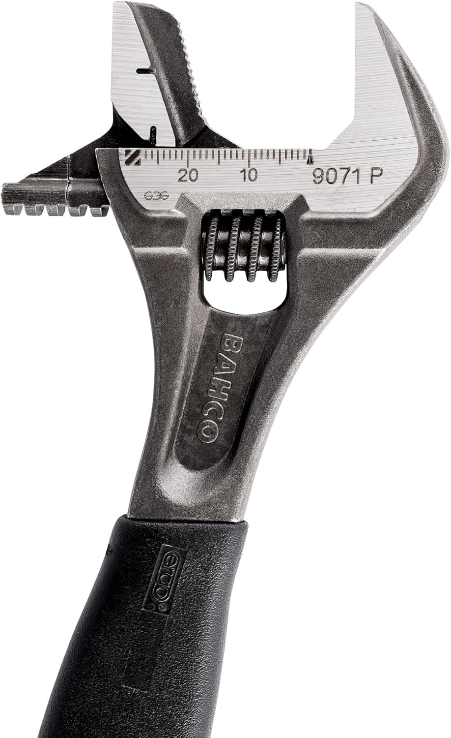 Bahco 12" SAE Ergo Combination Industrial Black Finish Adjustable/Pipe Wrench, Reversible Jaw for Dual Functionality, Aggressive Angled Teeth, True Ergo Thermoplastic Handle, and Slim Tapered Jaws