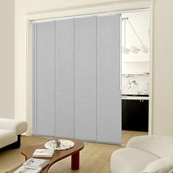 Adjustable Panel Track Blinds Manual Blackout Vertical Blinds for Sliding Door Blackout - Light Grey, 133" W x 102" H