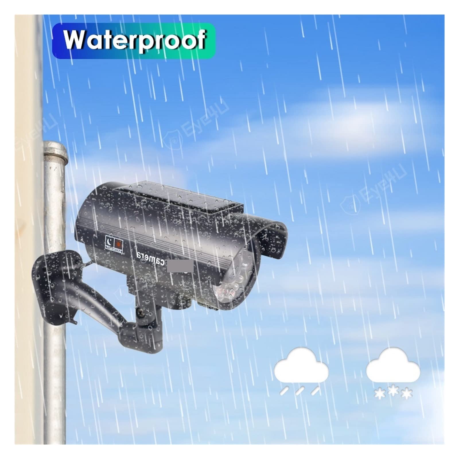 Caméra de sécurité Solaire extérieure Fausse caméra Solaire extérieure CCTV Surveillance Simulation caméra factice Protection de sécurité à Domicile Balle avec lumière LED Clignotante (Argent