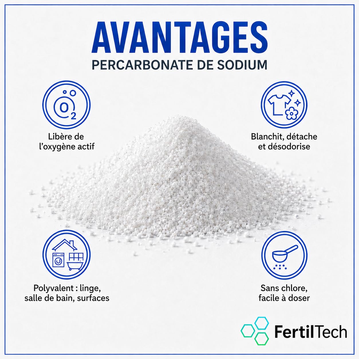 Percarbonato di Sodio 5 kg Percarbonato di Soda Multiuso, Ossigeno Attivo, Smacchiatore per Biancheria, Sbiancante per Tessuti, Detergente per Casa per Giunti, WC, Superfici e Tubature