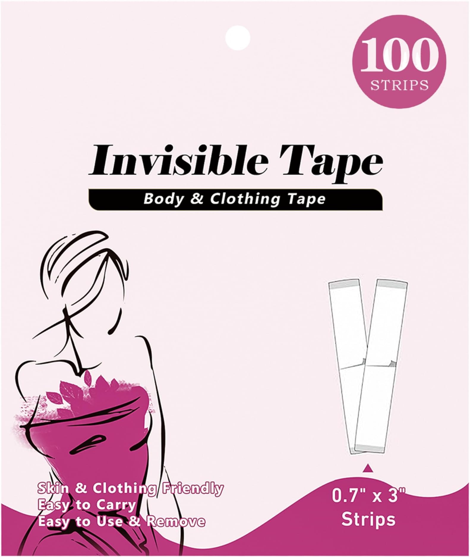 Fashion Double Sided Tape-Strong Body Adhesive for Clothes & Skin Waterproof,No Residue,Hypoallergenic for All Skin Shades
