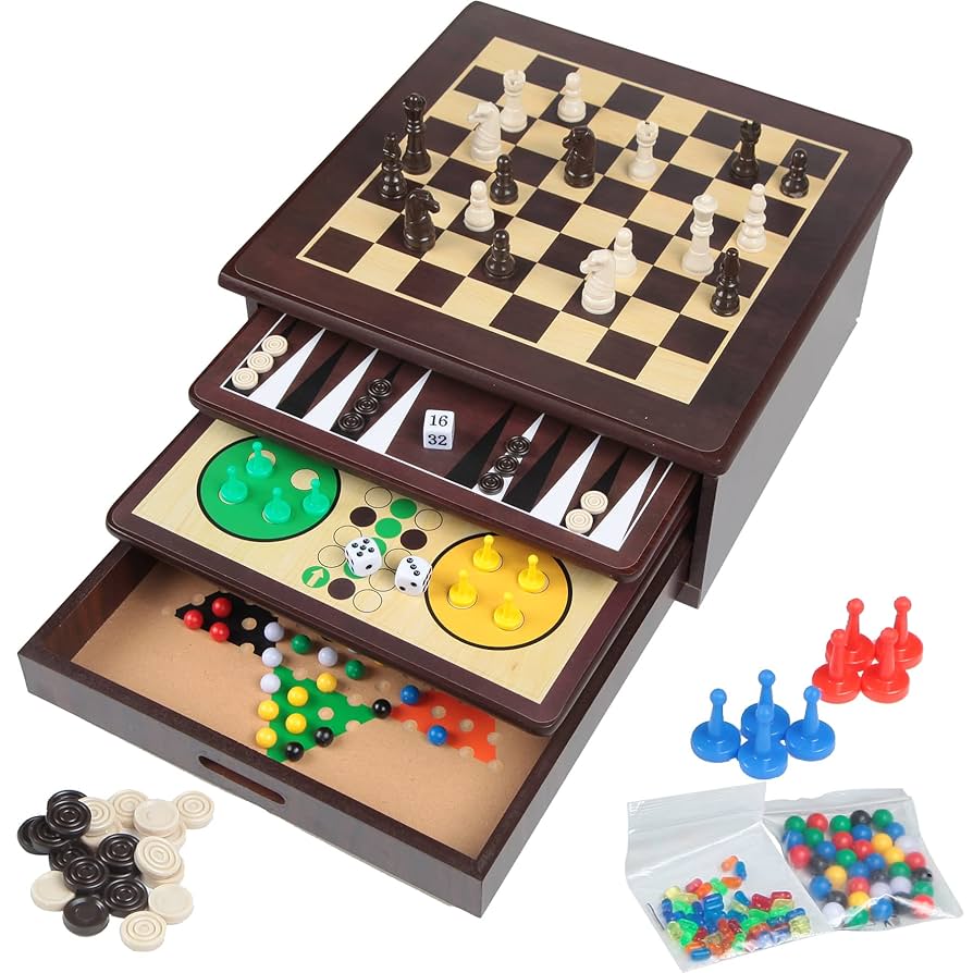 ୨୧ページ(チェンエラ10セット(20枚)) Amazon.com: Board Game Set, 10 in 1 Tabletop Wooden Game