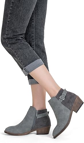 Miniatura 4 de Jeossy Botas cortas de tobillo para mujer, botas vaqueras de tacón bajo grueso occidental 9617 con cremallera
