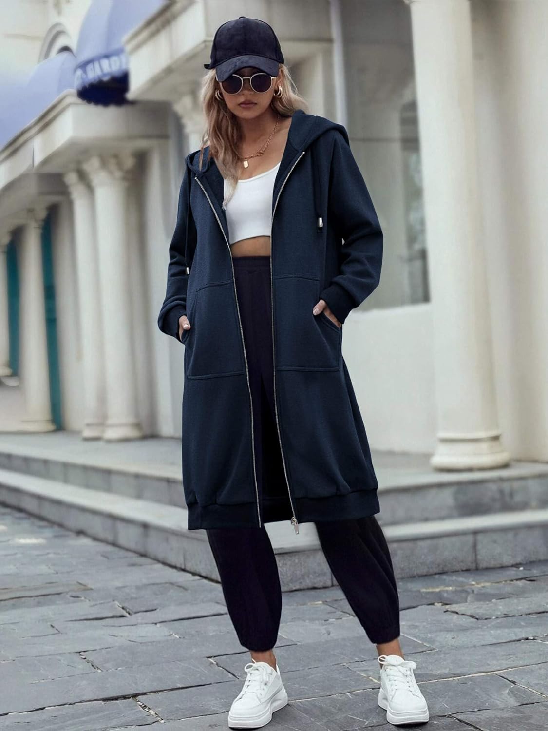 ELESOL Women Casual Zip up Fleece Hoodies Tunic Sweatshirt Long Hoodie Jacket S-XXXL - Image 5