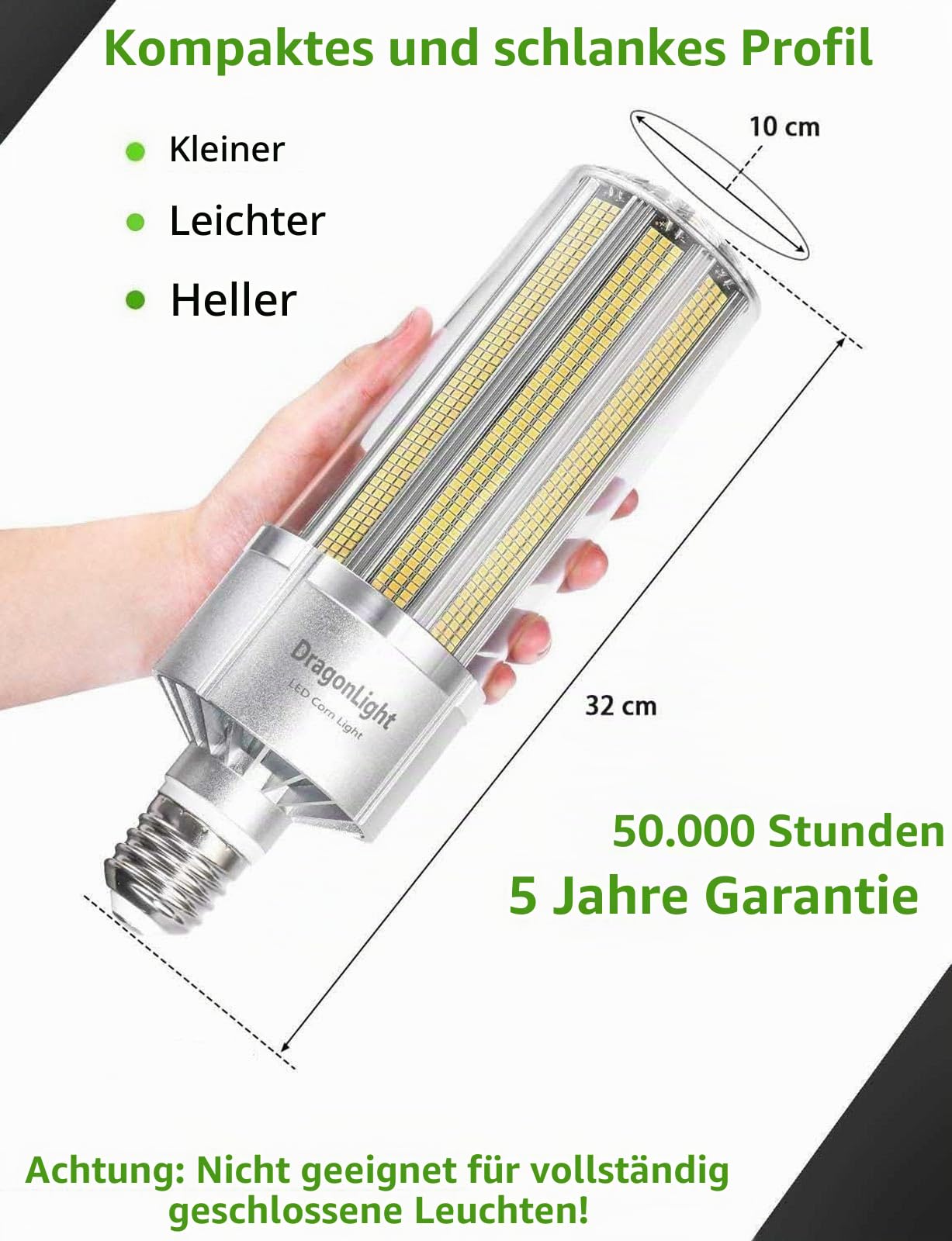 DragonLight 2025 Neueste 240W Superhell Mais Licht LED Glühbirne(Ersetzt 1400Watt) - E40 LED Lampe 4000K 32,400 Lumens - Gut für Werkstatt Straßenleuchte und Gewächshäusern Zimmerpflanzen