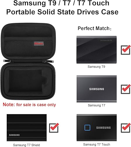 Miniatura 2 de Funda rígida de transporte para Samsung T9  T7 Shield  T7  T7 Touch unidades portátiles de estado sólido 500 GB 1 TB 2 TB 4 TB USB 3.2 SSD externo