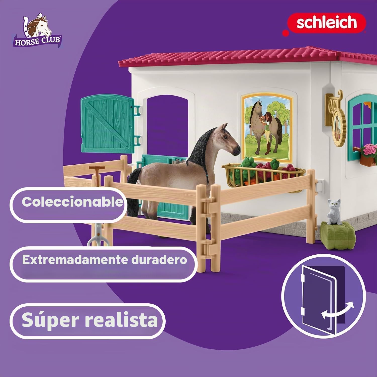 Schleich 42591 Guadarnés, a Partir de 5 años, Horse Club - playset, 42 x 25 x 19 cm | Spielset inkl. Pferdefigur, beweglicher Mädchenfigur, Paddock und viel Pferde Zubehör | tolles Geschenk für Kinder