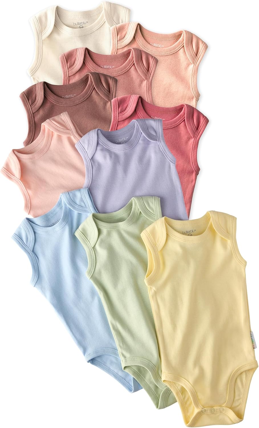 Butterblu Sam 10-Pack Sleeveless Bodysuits 100% Organic Cotton Baby Clothes for Boys and Girls​