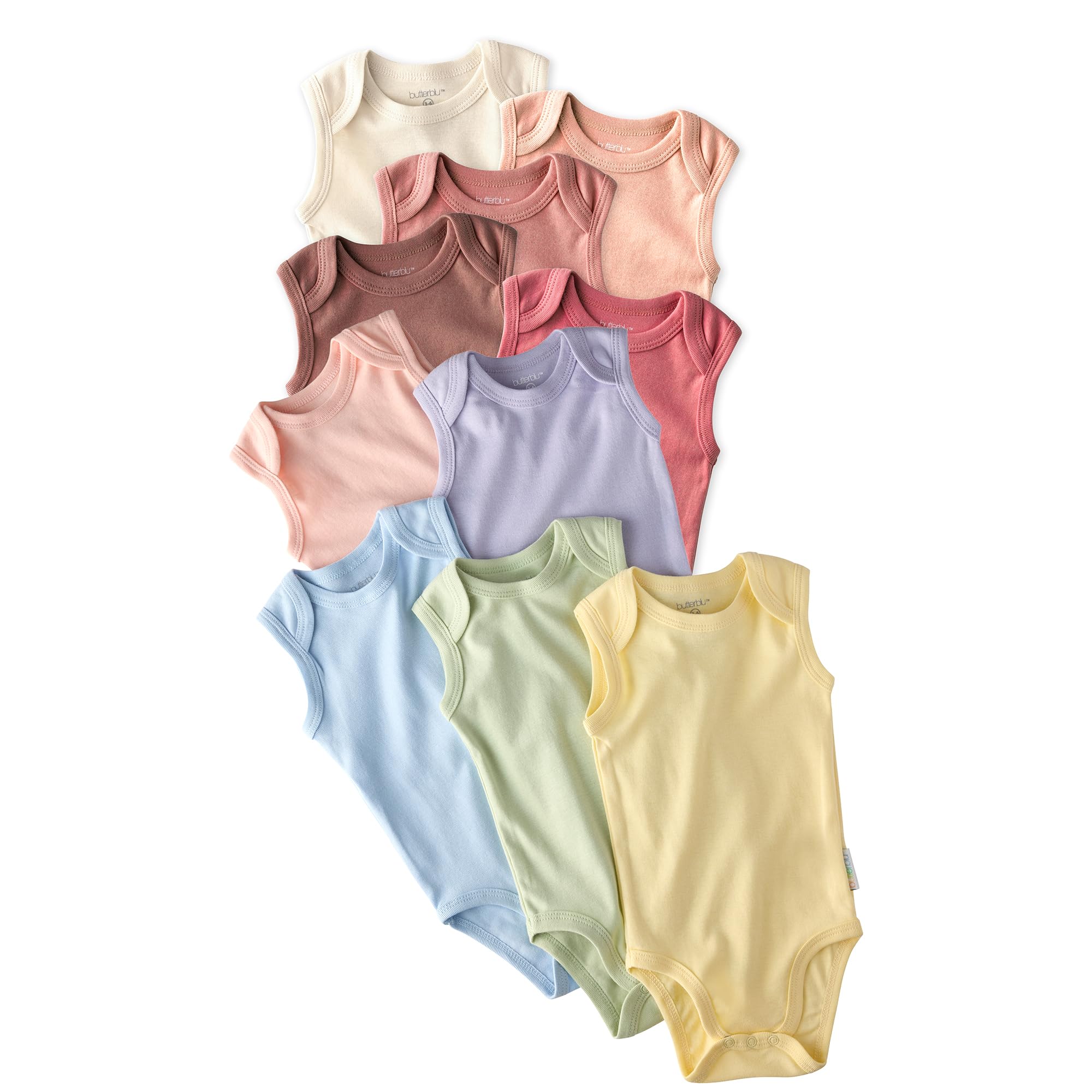 Sam 10-Pack Sleeveless Bodysuits 100 Organic Cotton for Baby Boys Girls