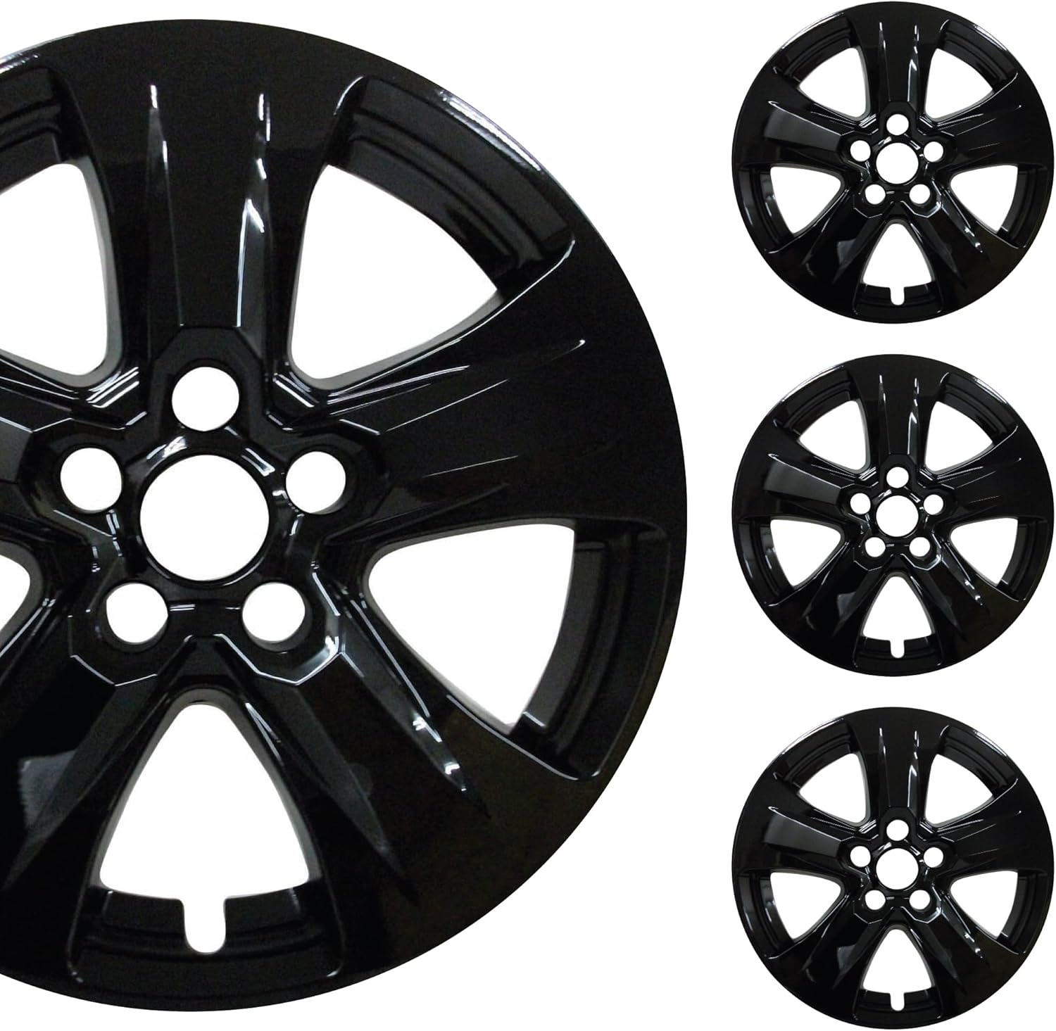 17" Gloss Black Wheel Skin Set Made for Toyota RAV4 XLE, Hybrid LE/XLE (2019-2025) | Durable ABS Plastic Cover - Fits Directly Over OEM Wheel