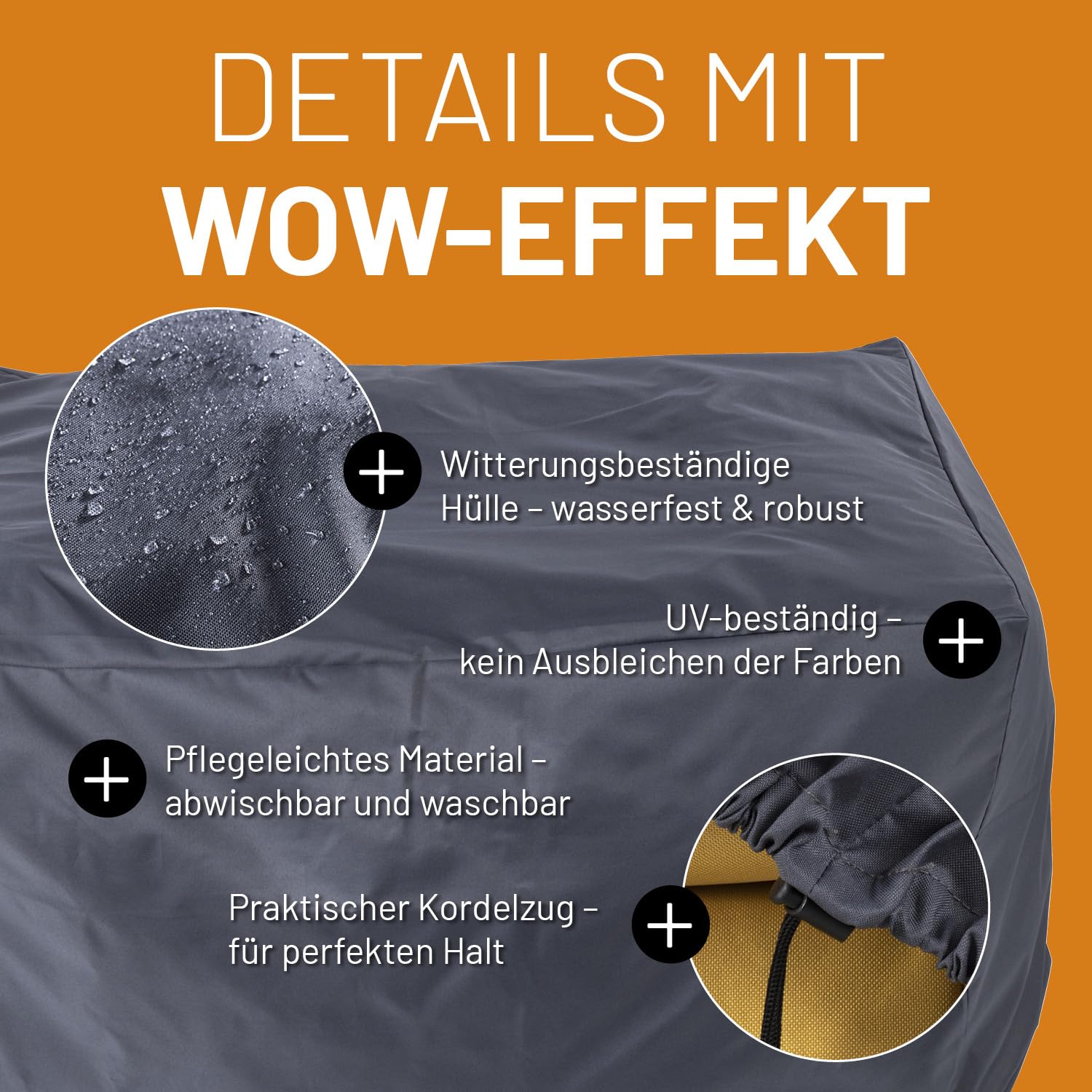 Lumaland Wetterschutzhaube - Abdeckung für den Modularen Sessel | Abdeckplane Sitzsack wetterfest | Schutzhülle Bean Bag wasserdicht | Regenschutz & Sonnenschutz für Sessel | Abdeckhaube Sofa & Pouf