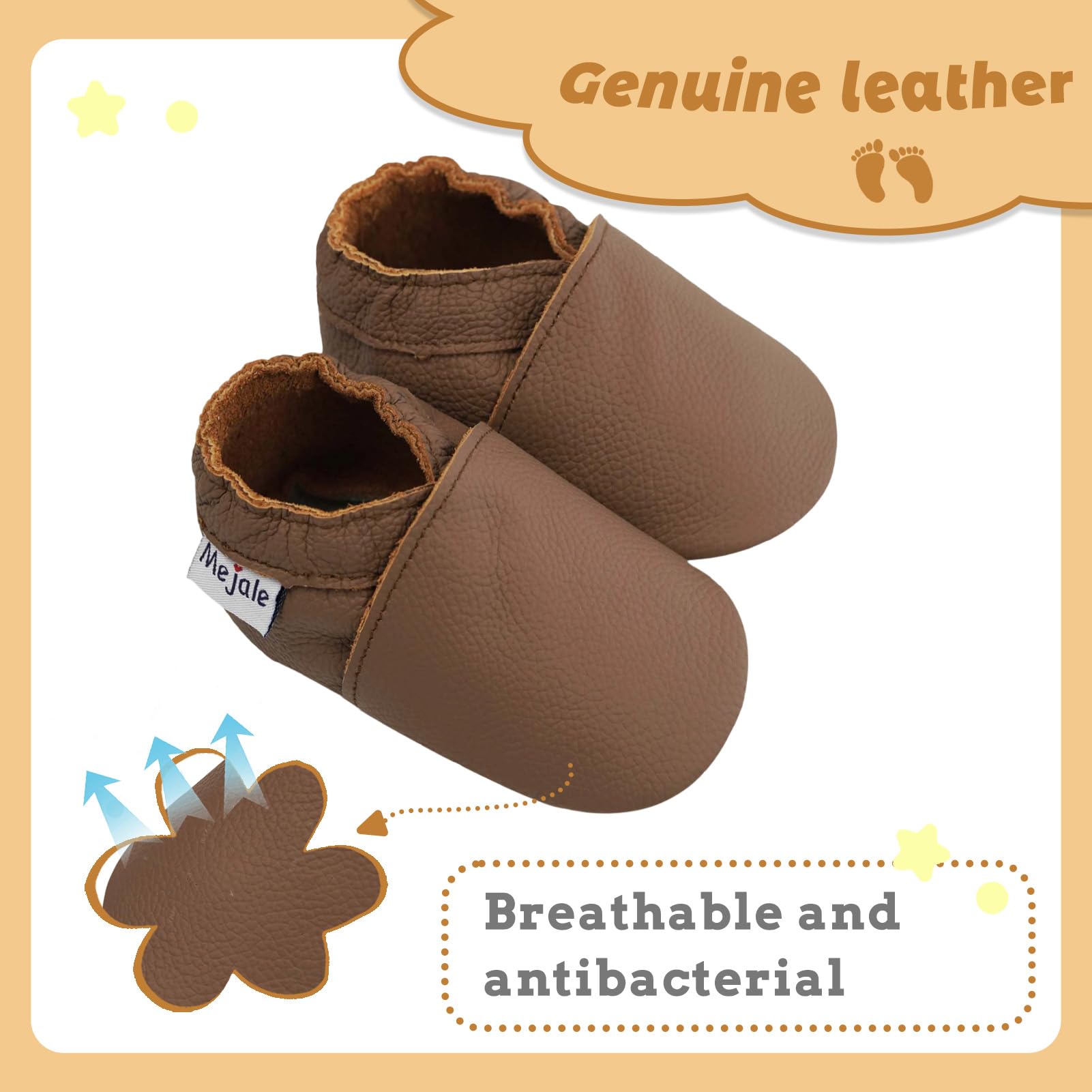 Mejale Baby Moccasin Infant Boy Girl Soft Sole Shoes Toddler Crawling Slipper Prewalker Soft Sole Shoes,12-18 Months, L Light Brown