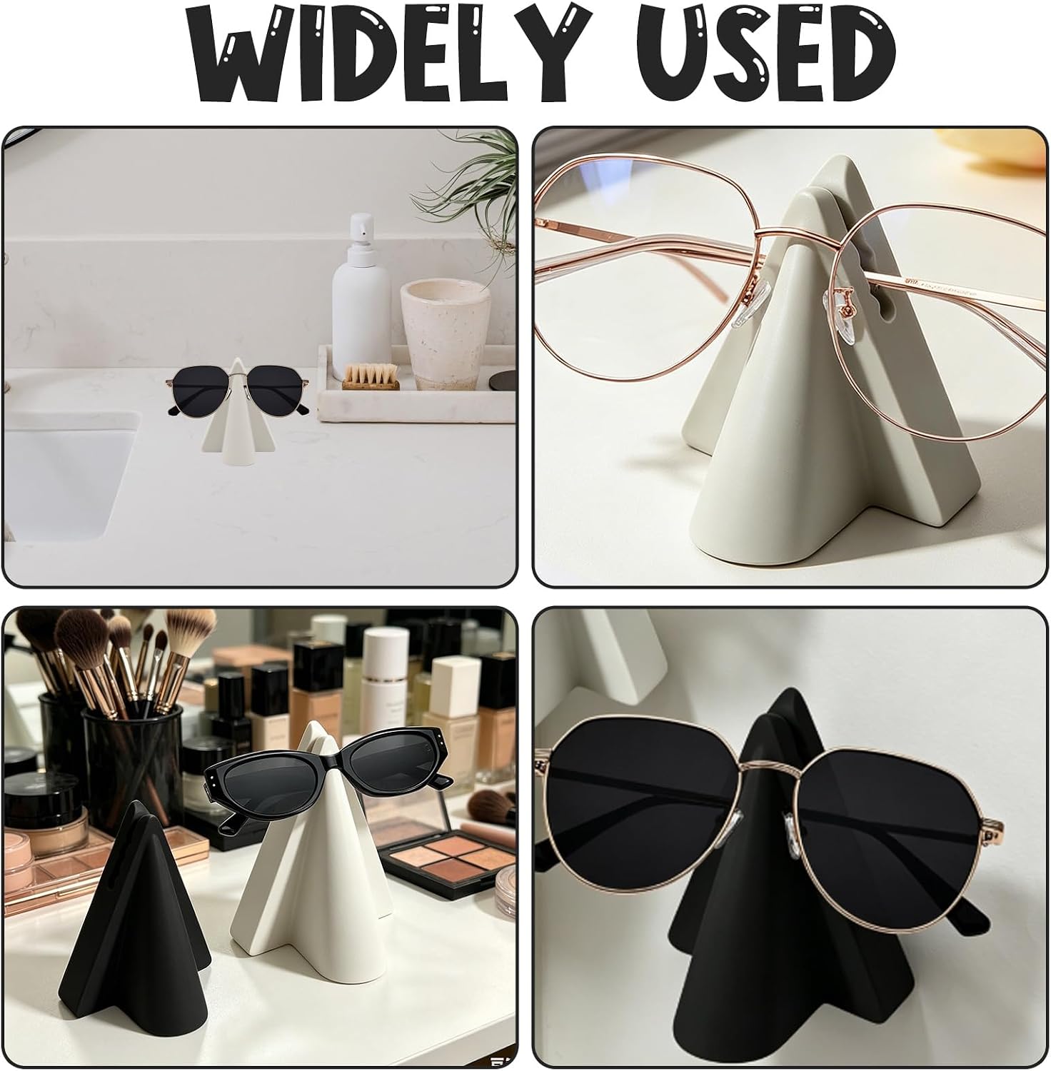 2Pcs Nightstand Glasses Desk Holder Stand, Eyewear Desk Eyeglass Display Rack, Funny Spectacle Organizer for Office Home Nightstand Decor, Unique Gift for Men Women