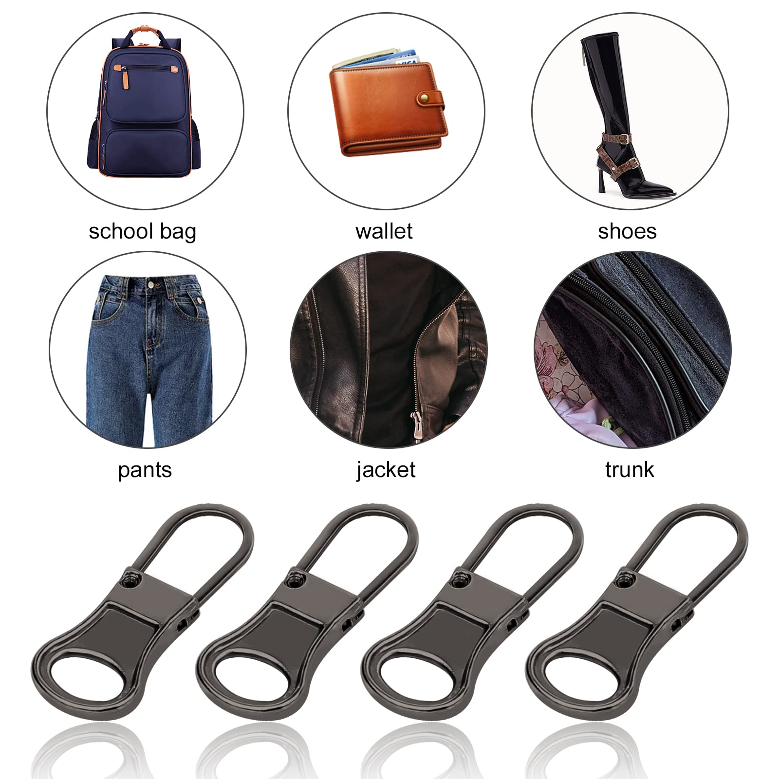 6 Tiretto Per Cerniere Staccabili - Grigio Scuro Per Giacche, Jeans, Zaini E Borse - Riparazione Facile - Foto 9