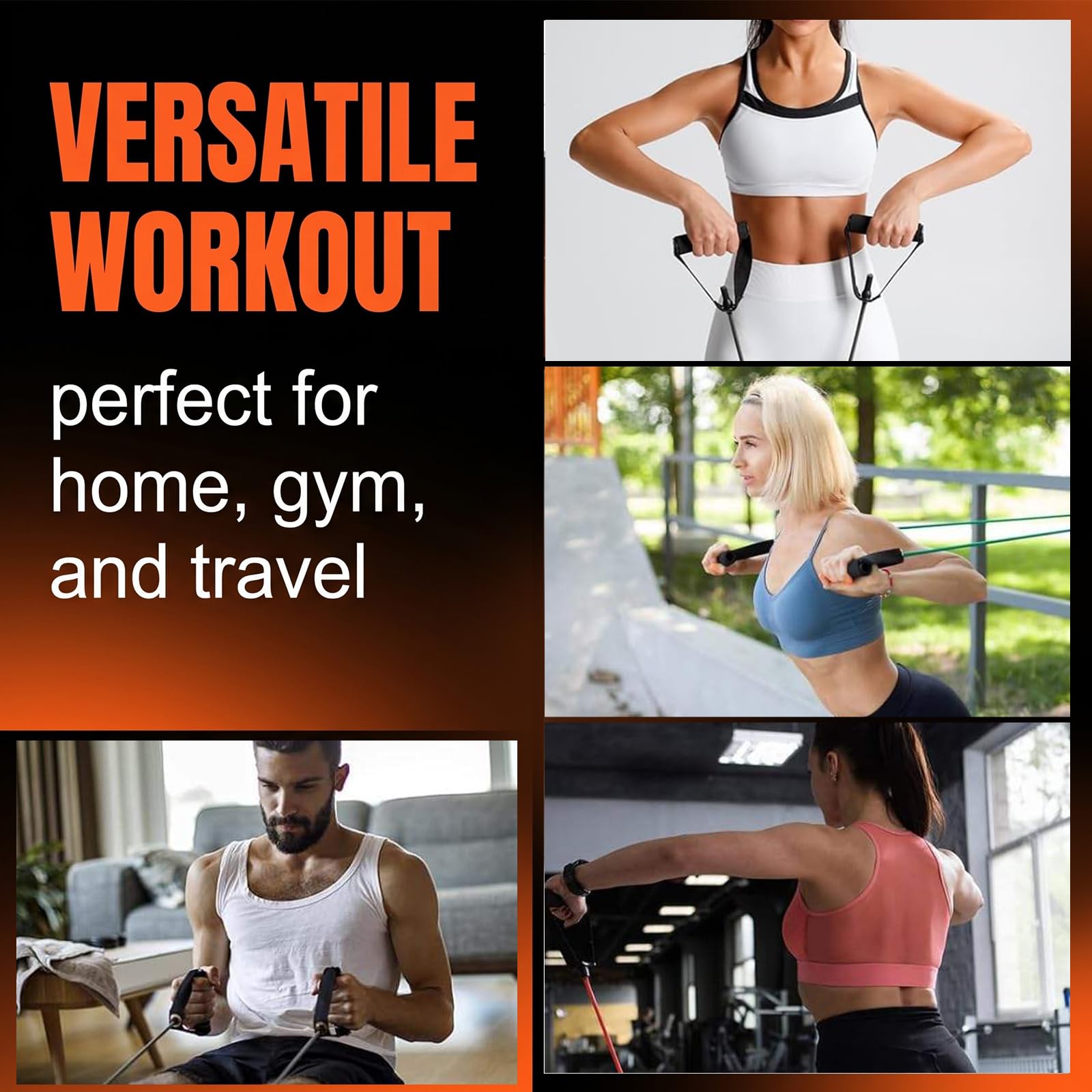 Espansore Toracico Regolabile con 1 Tubi in Lattice, Fitness Muscle Trainer per Braccia Spalle e Pettorali, Attrezzo per Allenamento a Casa e in Palestra, 30LB (Nero)