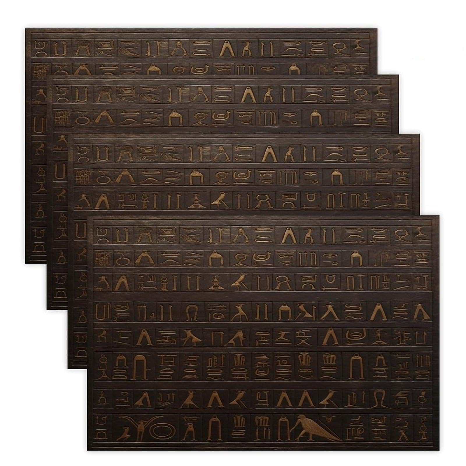 Ancient Egyptian Hieroglyph Placemats Non-Slip Heat Resistant Table Mats Flax Washable Cloth Place Mats Easy to Clean Premium Placemat for Kitchen Dining Table Decor Party Outdoor