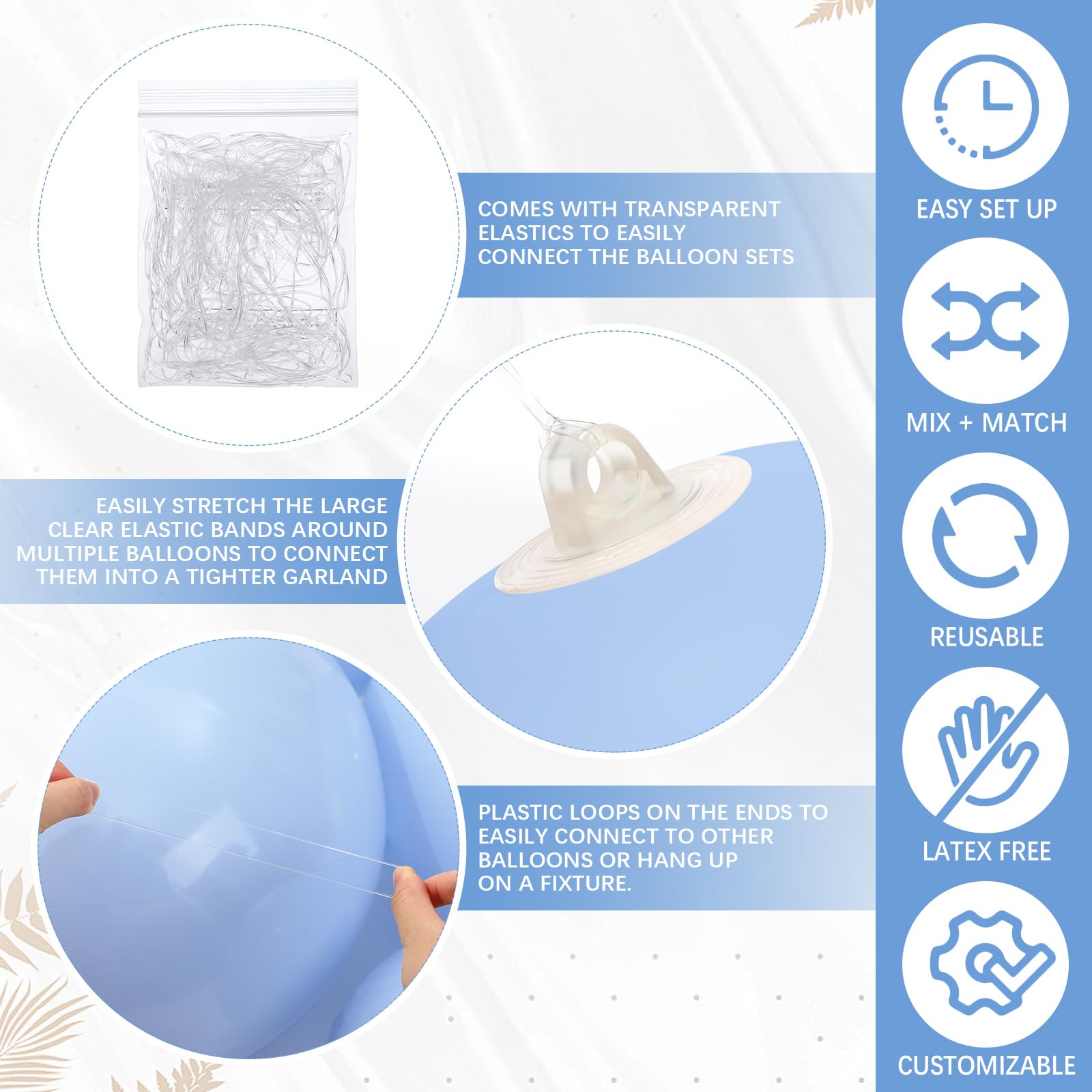 Juego de 2 guirnaldas inflables reutilizables para globos, color