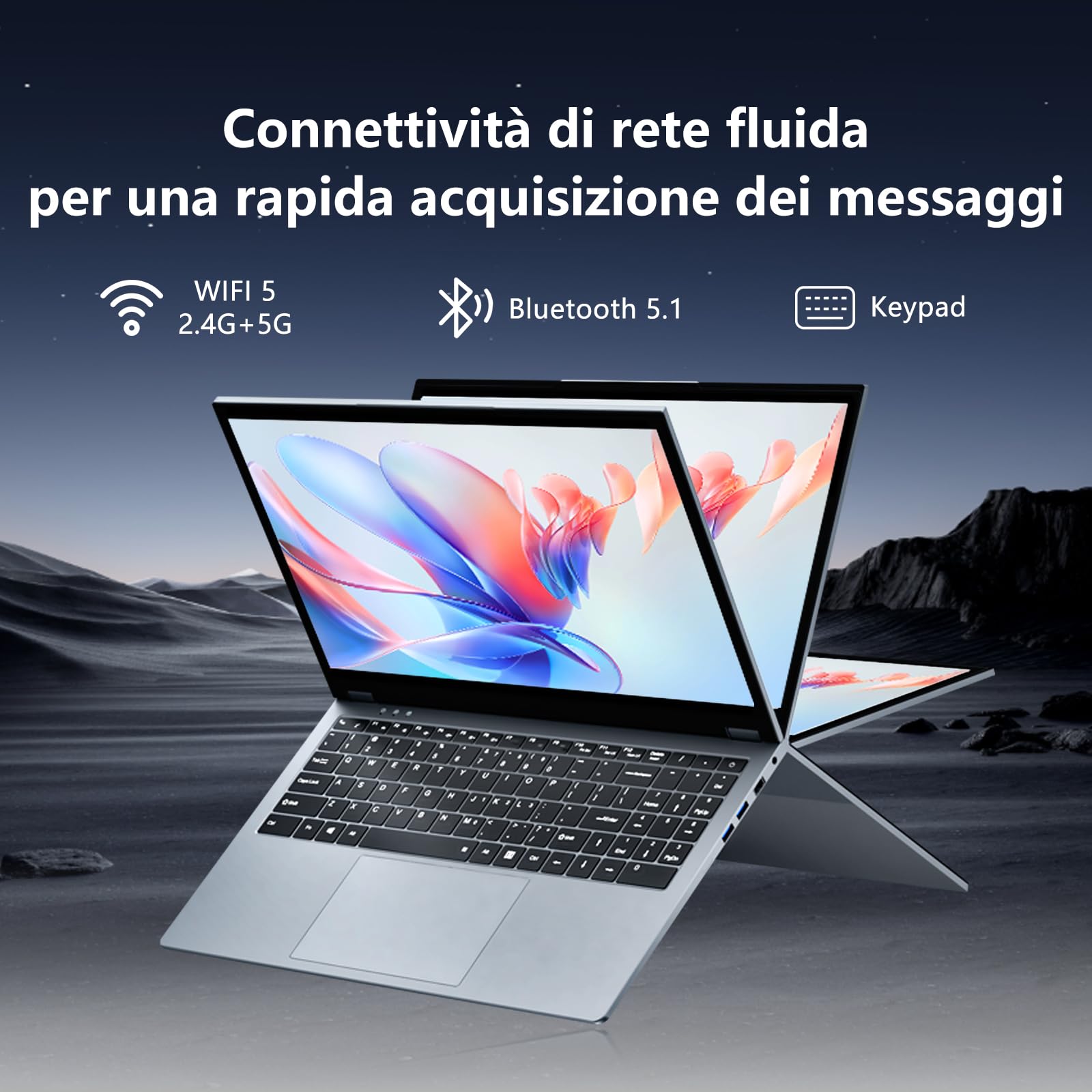 Ekonavi PC Portatile 2 in 1, Ryzen 3 3200U CPU 16 GB RAM 512 GB SSD, Notebook da 15,6 pollici con display 1920x1080, Win11 Pro Laptop, con RJ45, Type-C, USB 3.0 laptop ultra sottile e leggero