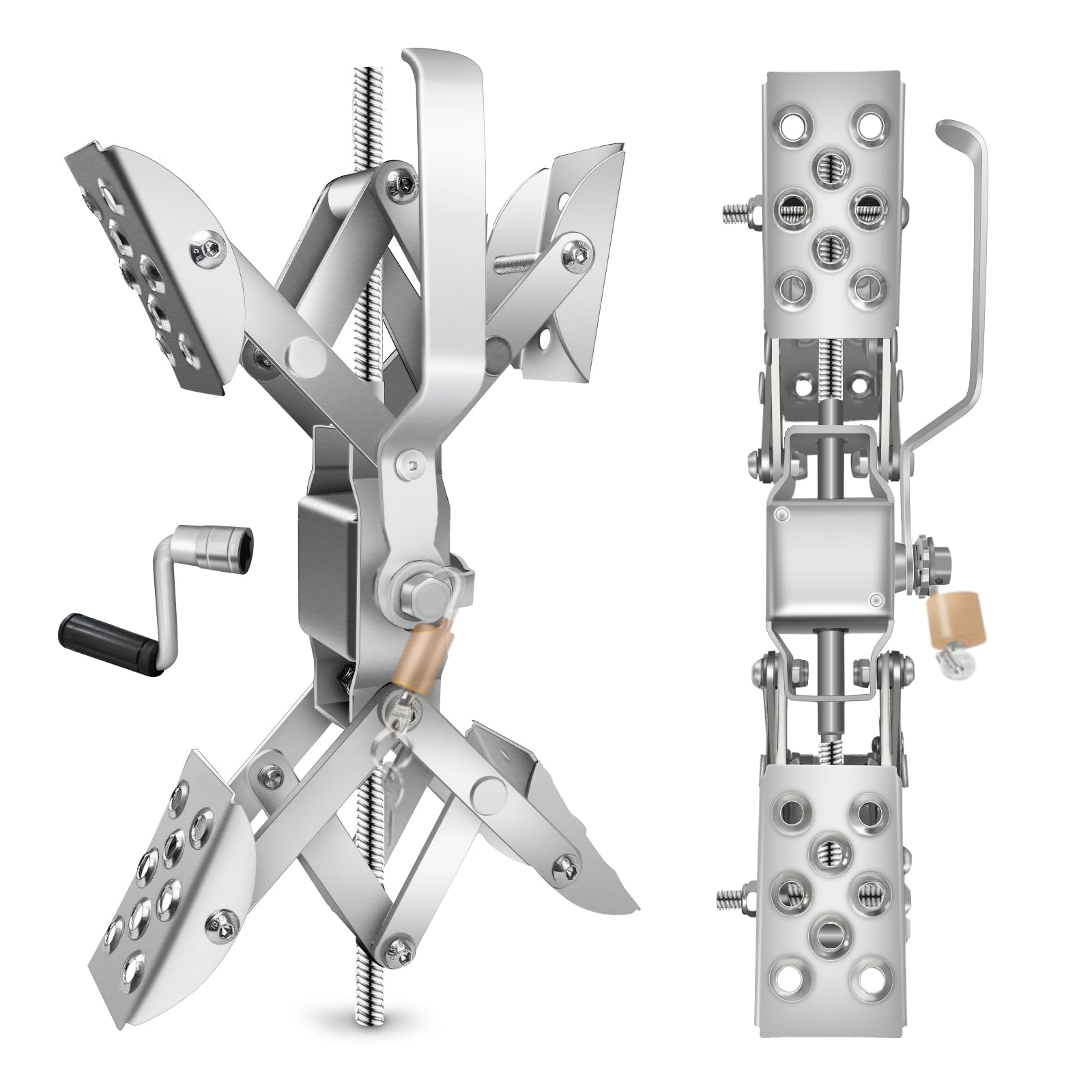 HOXWELL Wheel Chocks RV X Stabilizer for Travel Trailers, Camper Chock Accessories with Storage Bag/Crank/Lock/Drill bit, Easy to Install and Remove(3.6 "-10.6"), 2 Packs